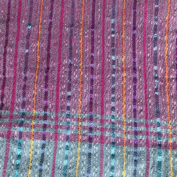 Purple Metallic Stripe Fringe Boho Cozy Warm Scarf - Picture 4 of 5
